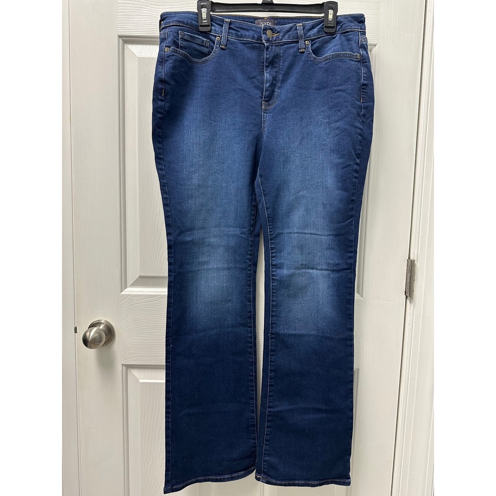 NYDJ Barbara Bootcut Jeans Womens 12 Dark Wash Blue Lift Tuck Stretch Denim